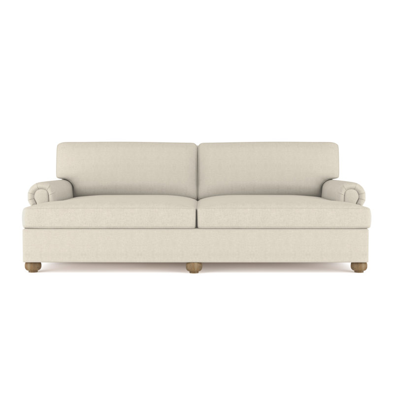 Leroy Rolled Panel-Arm Daybed with Bun Feet, Vintage Leather Blanc, Natural