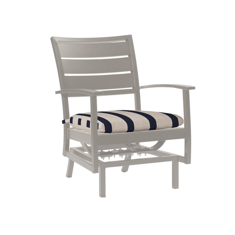 Charleston Aluminum Patio Lounge Chair with Cushions, Oyster, Cabana Stripe Midnight