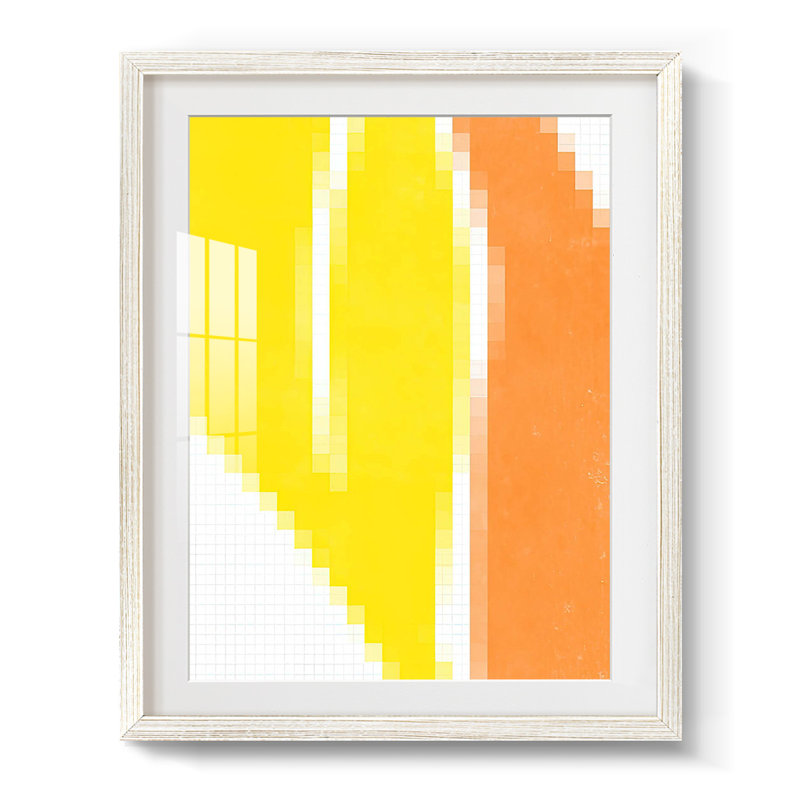 Pixel Leaves VI - Impression encadrée, H 19,5 po x l 16,5 po, Blanc