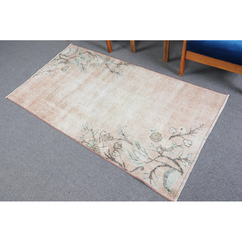Tapis turc vintage à motif floral tissé à la main pour la décoration intérieure