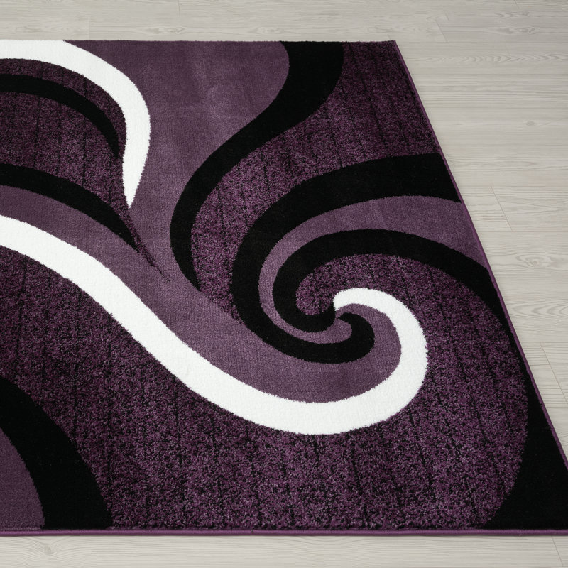 Tapis mauve à motif abstrait Frampton Cotterell, Tapis de couloir de 2 pi x 7 pi