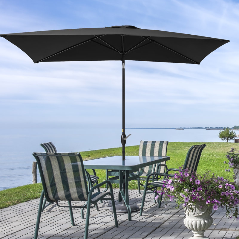 Parasol de marché éclairé 6 pi x 9 pi Krol, Bleu lac