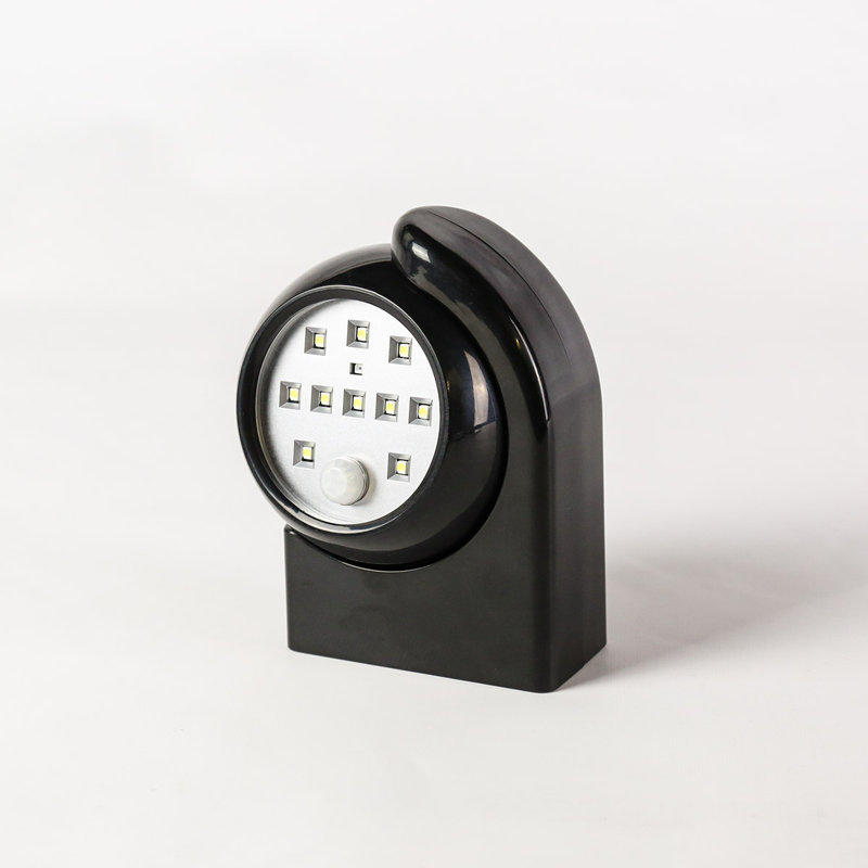 Outdoor Battery Operated White Security Light with PIR Sensor, Black