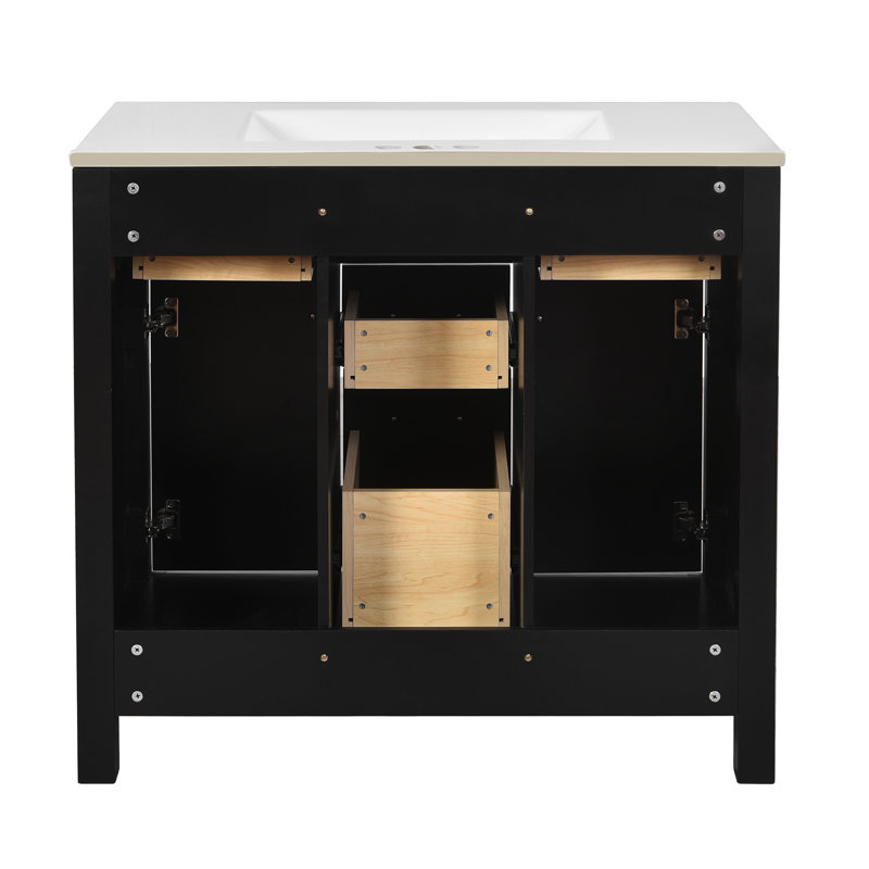 Ensemble de meuble-lavabo simple 34 po avec lavabo en céramique H 34 po, Noir