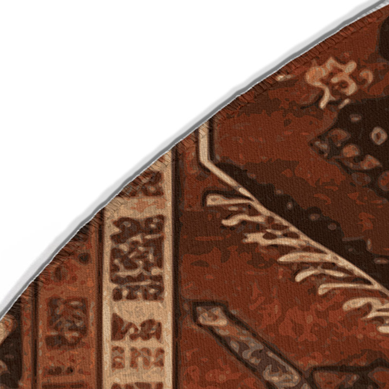 Tapis turc intérieur et extérieur brun, Rond 5 pi