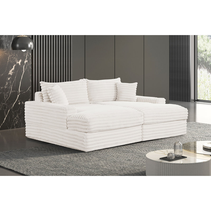 Canapé double Tadley, Chenille blanche