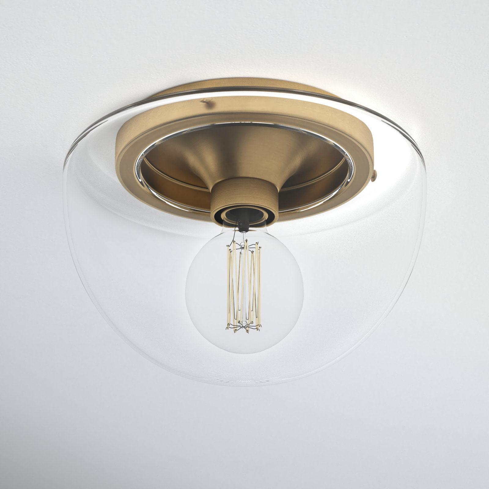 Alexi Single Light Glass Flush Mount, Aged Brass, 7" H x 10" W x 10" D