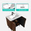 Meuble-lavabo de 30 po avec lavabo - noyer rayé, design moderne, bords arrondis, porte à fermeture en douceur réfléchie, grand rangement, bords autoportants et muraux, lavabo,
