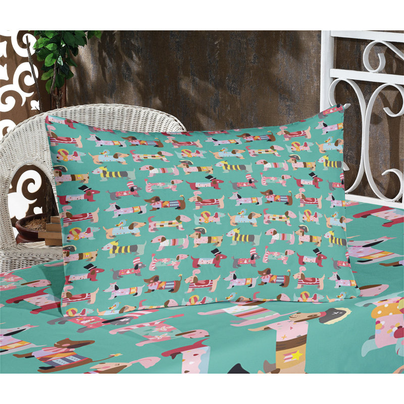 Multicolore drap-housse et coussin décoratif Ambesonne, Ensemble de draps pour très grand lit californien