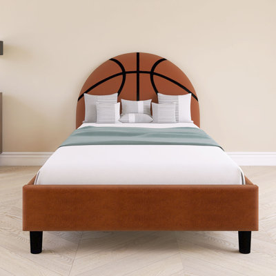 Orange Wood Frame Platform Bed
