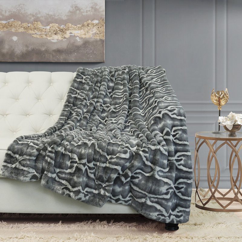Knitted Throw Blanket, Gray