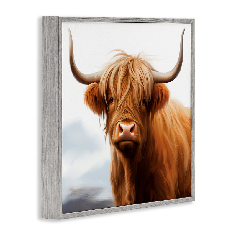 «Long Horn Highland Cow Portrait», estampe numérique, design par Heidi Kuntz, Estampe numérique Farmhouse, H 24 po x l 24 po