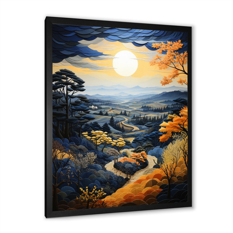 Amagansett Countryside Misty Dawn, patchwork sur toile, Cadre photo noir, H 20 po x l 12 po x P 1 po