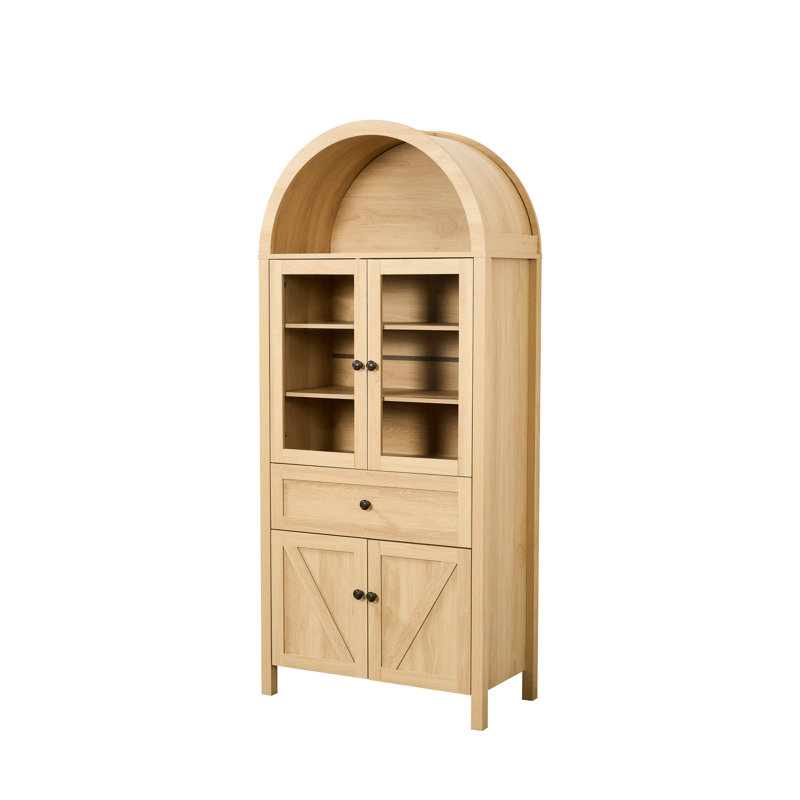 Vintage Cabinet For Study Or Living, High - Quality Retro Handles, Engineered Wood, Multi Level Partition Storage, Brown Wood Functional Cabinet, American Contemporary Style, Filler, Suitable Living