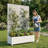 6 ft. H x 4 ft. W Metal Planter Box privacy screen Garden Bed with Trellis and Wheels - White-478159948-478159945