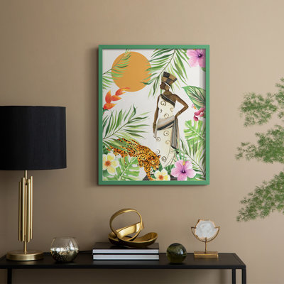 Feline Tropics II, reproduction encadrée - bois massif