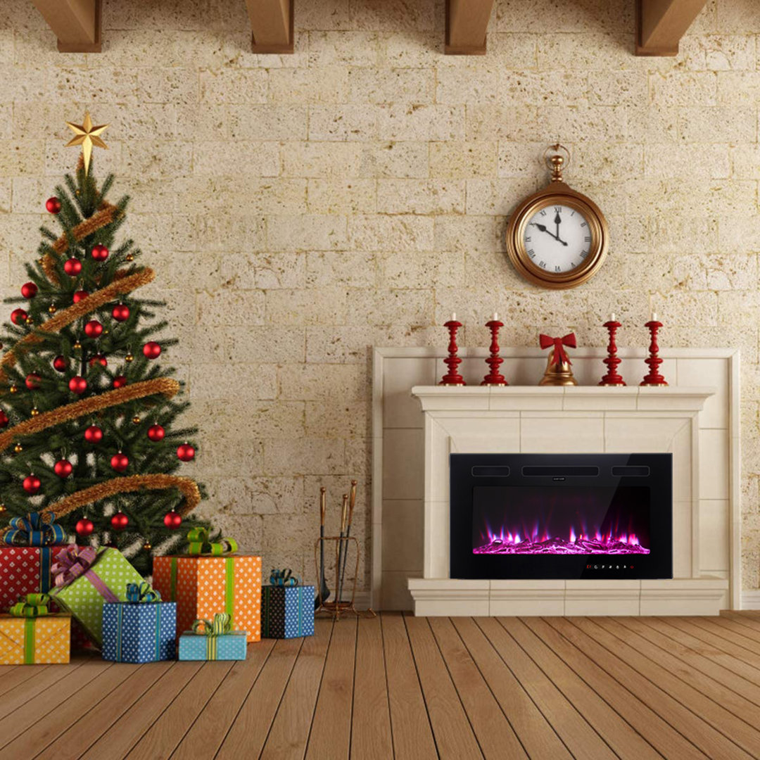 Chantilly 30'' W Black Electric Fireplace with Symple Stuff
