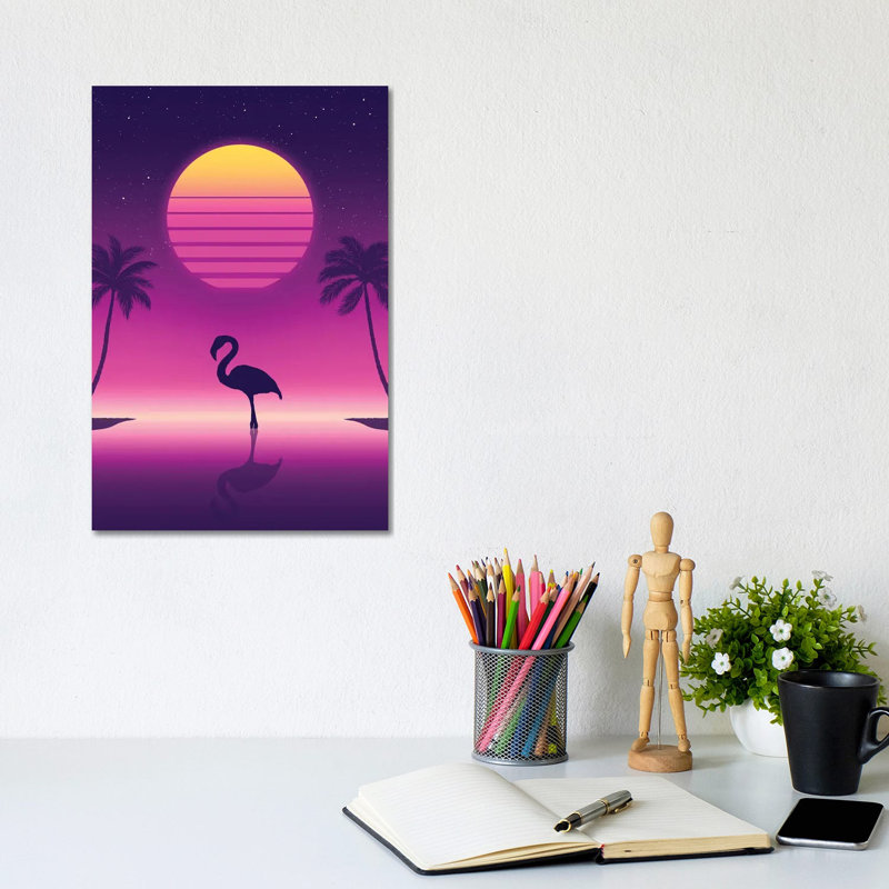 Sunset Flamingo 1 Piece Wrapped Canvas Painting, 30.48cm H x 20.32cm W