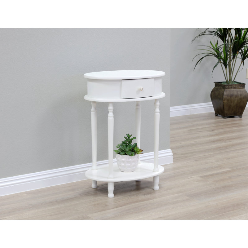 Mikel Solid Wood End Table with Storage, White
