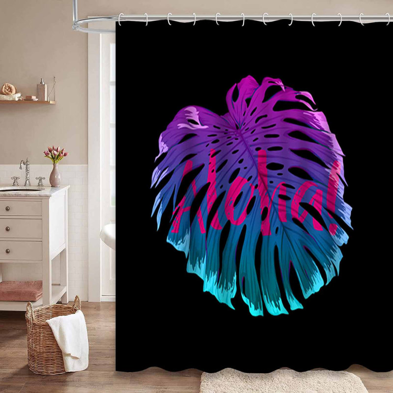 Rideau de douche imperméable Neo Monstera à 12 crochets AlohaGlow, L 72 po x l 78 po