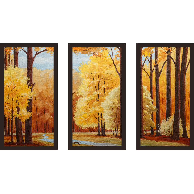 « automne », ensemble de 3 reproductions d’art encadrées, H 33,5 po x l 52,5 po x P 1 po