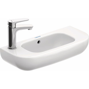 Lavabo pour salle de bains rectangulaire mural en céramique avec trop-plein D-Code