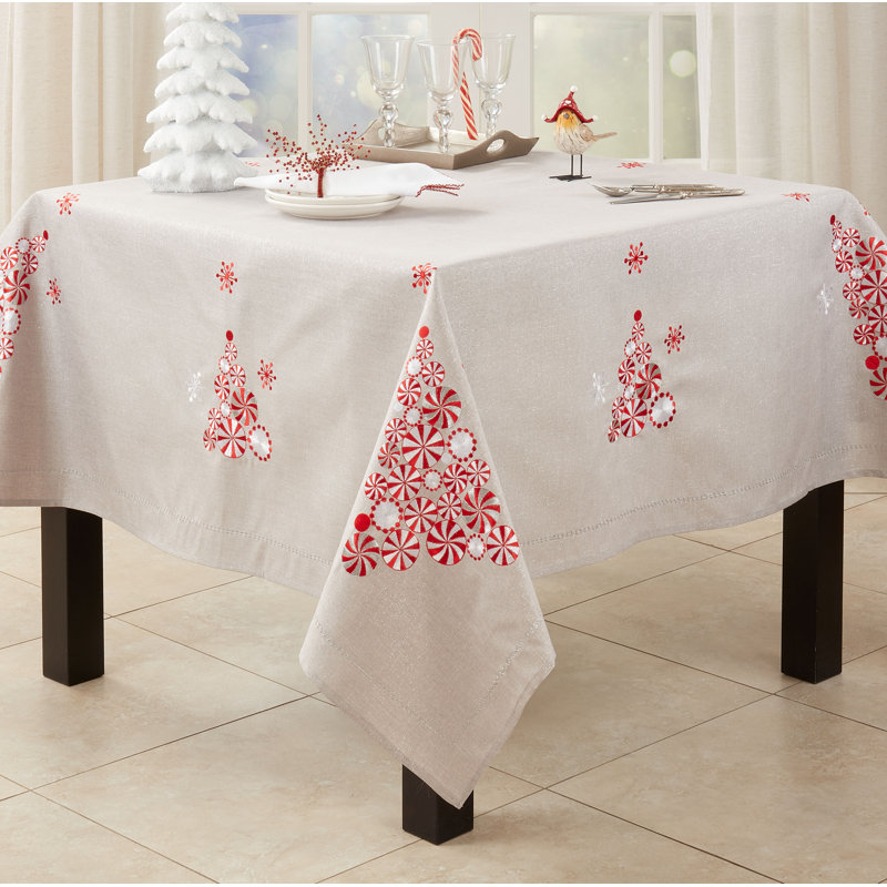 Square_Tablecloth With Peppermint Christmas Tree Design