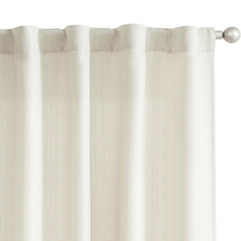 Rod Pocket Farmhouse Linen Textured Curtains, 50" W x 96" L, Ivory