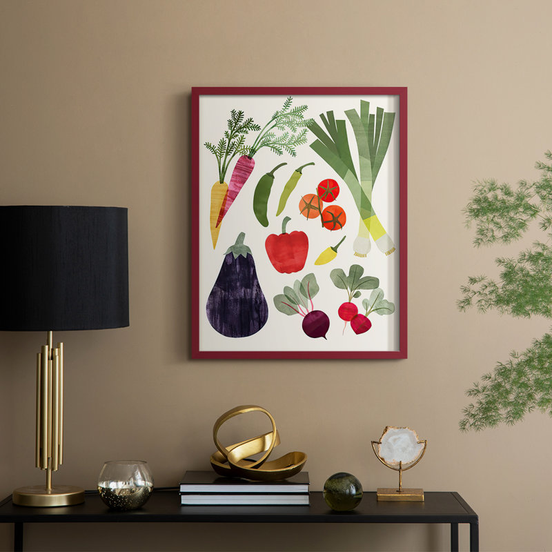 «Garden Offrant I», reproduction encadrée - bois massif, H 11 po x l 9 po, Rouge
