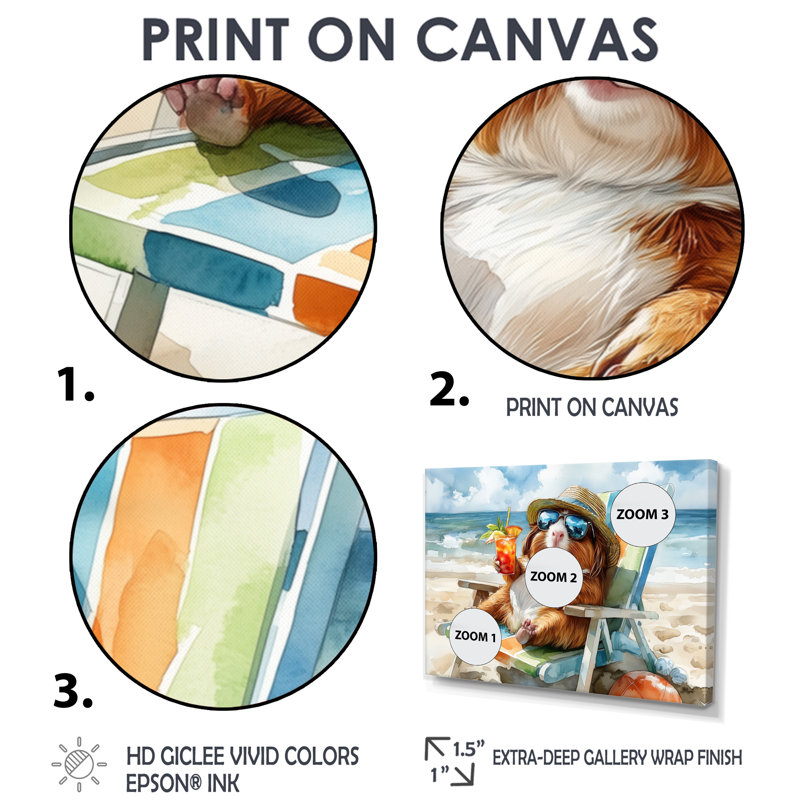 Saraland - salon d'art mural animaux côtiers, Toile avec cadre flottant brun, H 28 po x l 60 po x P 1,5 po