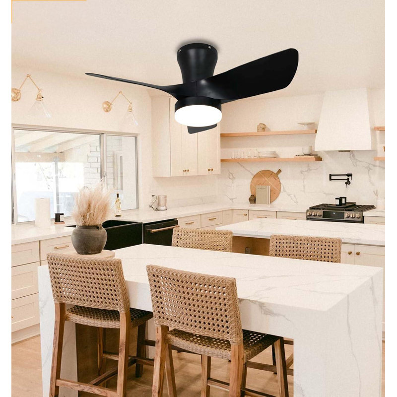 Ceiling Fan With Light 30Inch, Large Air Volume, Ceiling Fans With Lights For Bedroom Kitchen Dining Room Patio, Black