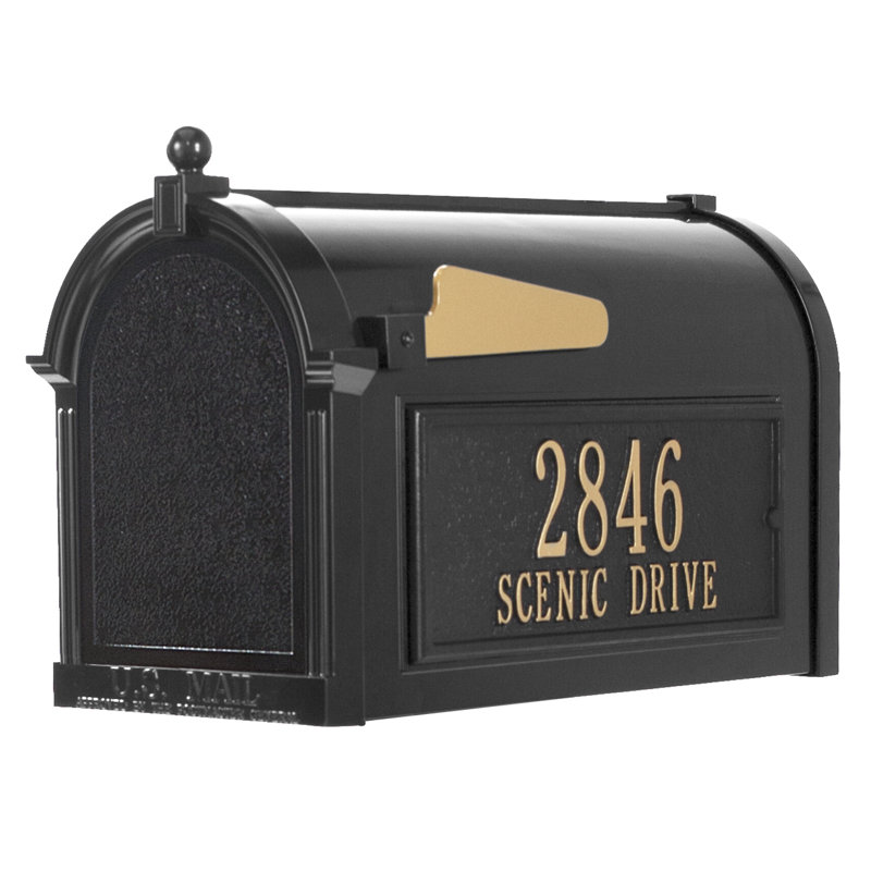 Post Mounted Mailbox, Black/Gold, Yes