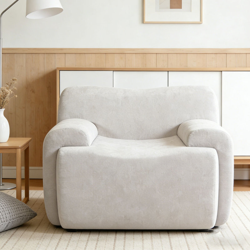 Chaise d'appoint moderne rembourrée, Beige