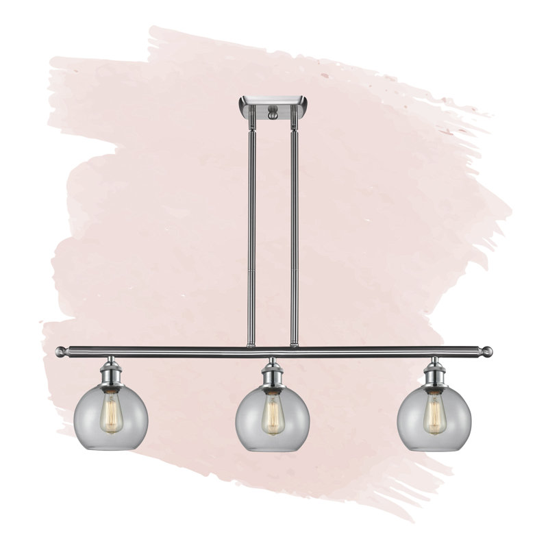 Baptista 3 - Light Kitchen Island Pendant, Brushed Satin Nickel, Clear