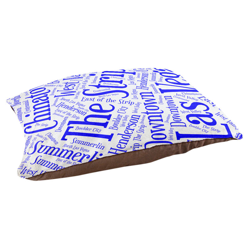 Coussin de chien « districts », Très grand (H 17 po x l 50 po x P 40 po), Bleu, Las Vegas
