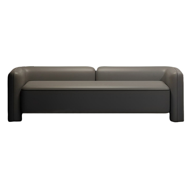 Banc de rangement rembourré en cuir Navjeevan, Gris clair
