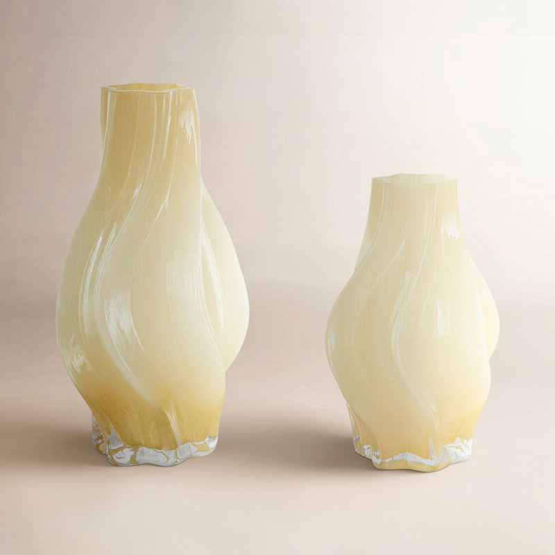 Vase de table en verre Veasey, Jaune