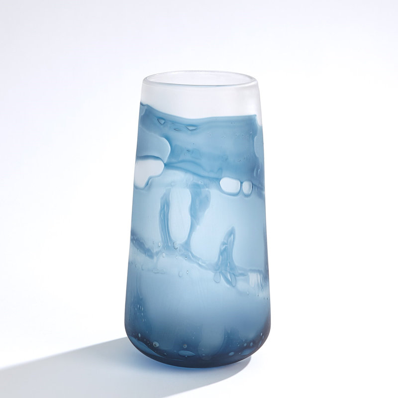 Handmade Glass Table Vase, 13.25" H x 7.25" W x 7.25" D
