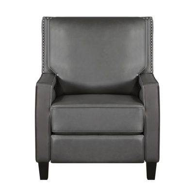 Transitional Push Back Reclining Chair In Gray, Foam Padding Seat, 38" Width Gray For Living Room, Metal Reinforced Base, Attached