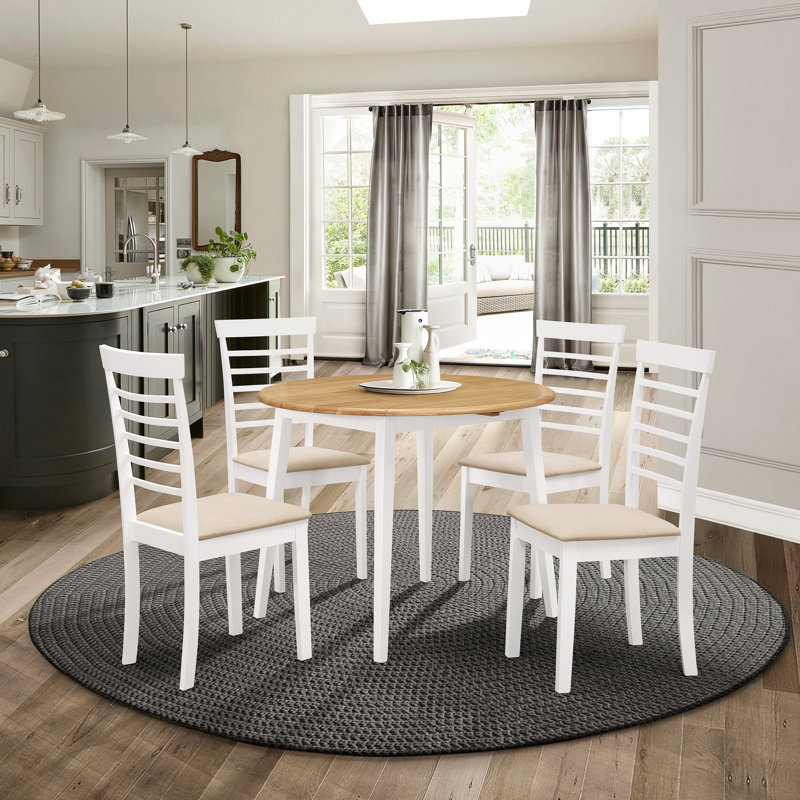 Mcneill 4 - Person Drop Leaf Dining Set, White, White, 5