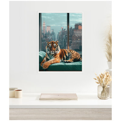 Graceful Tiger in New York by Michael Schauer Framed Canvas Wall Art Print