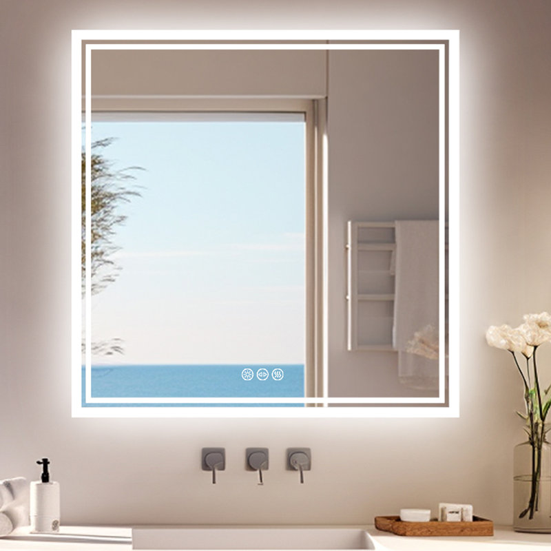 Alona Backlit LED Anti-Fog Bathroom Vanity Mirror, 80cm H x 80cm W