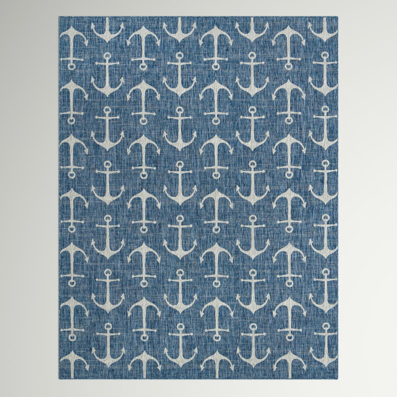 Glidden Geometric Power Loom Polypropylene Plastic Rug, Rectangle 10' x 13'
