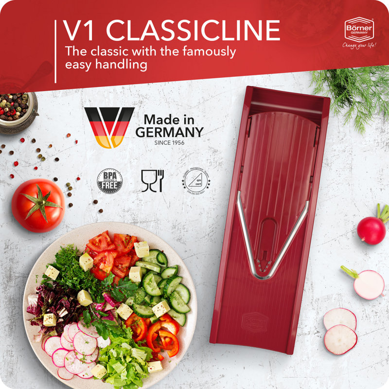 Borner V1-Classic Mandoline, Basic Set, Red, Red
