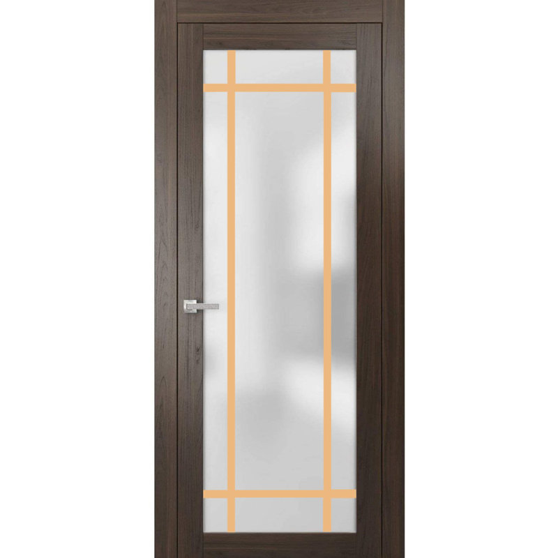 Porte en verre massif givré | Planum cendré chocolat 2113 | Poignée simple à panneau régulier | Portes de salle de bain robustes