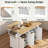 Fluted Kitchen Island With Drop Leaf, Power Outlet, Towel Rack, Spice Rack And Open Compartment-1591739946