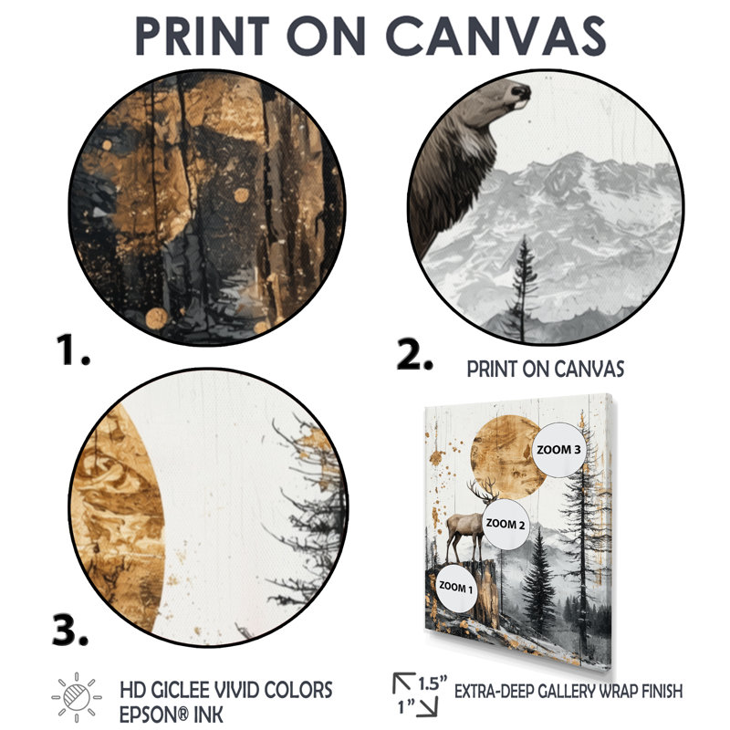 Glynice - animaux, art mural sur toile, Argent argent, H 20 po x l 12 po, Reproduction encadrée sans passe-partout