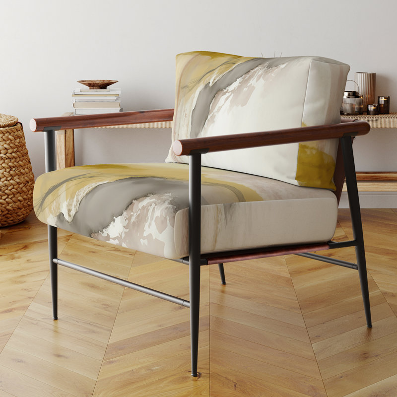 Fauteuil d'appoint rembourré moutarde jaune moutarde Secrets V, Doré