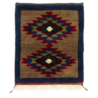 Tapis rétro noué à la main 100% laine Tulu