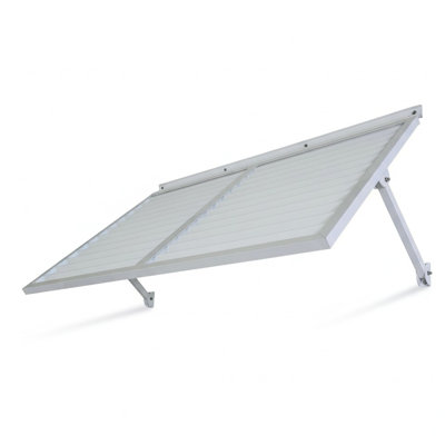 Auvent blanc en métal blanc de 5,6 pour l'extérieur fabriqué en aluminium léger, finition thermolaquée solide contemporaine, charnière continue à solin intégré, installation efficace, acier inoxydable
